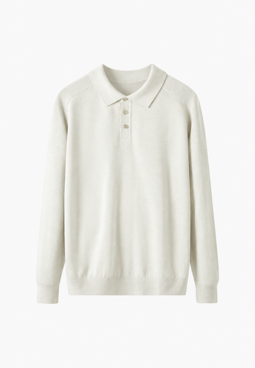 Strickpolo aus Wollmischung mit offenem Kragen – Gaël
