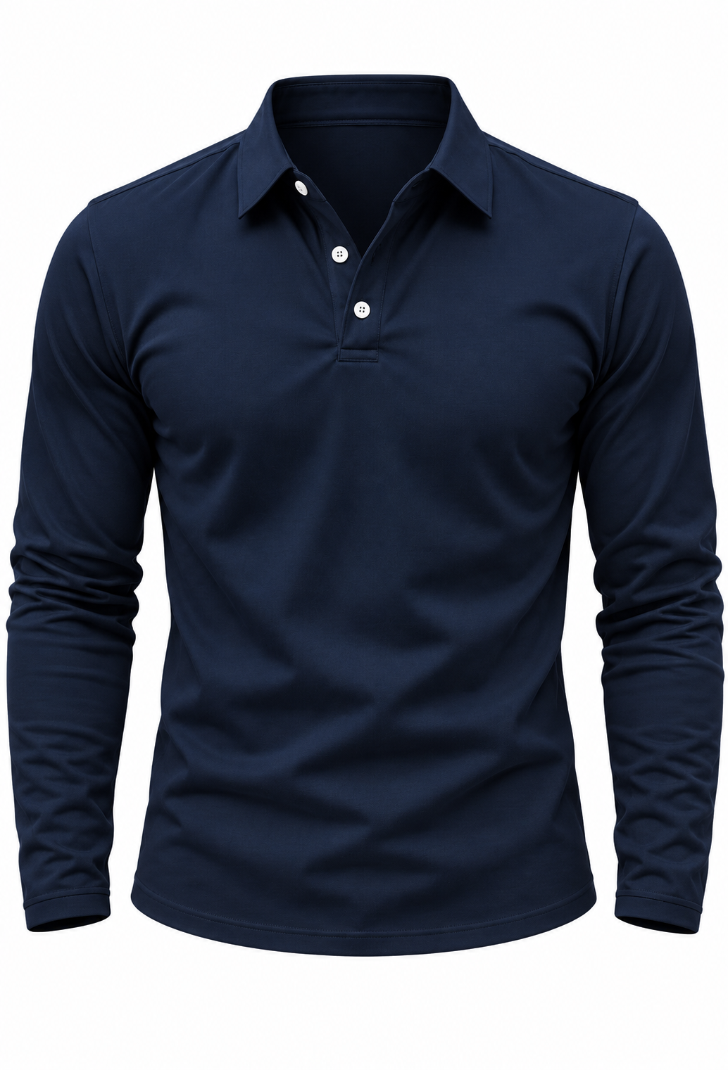 Herren-Poloshirt mit langen Ärmeln, Hemdkragen und Knöpfen – Breno
