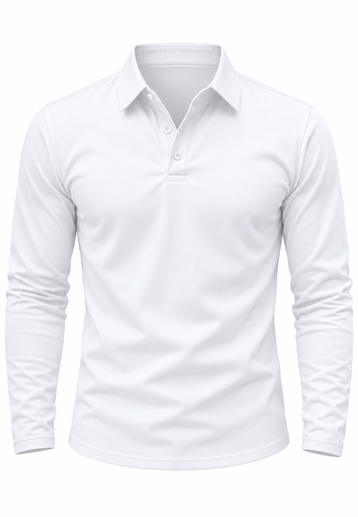 Herren-Poloshirt mit langen Ärmeln, Hemdkragen und Knöpfen – Breno