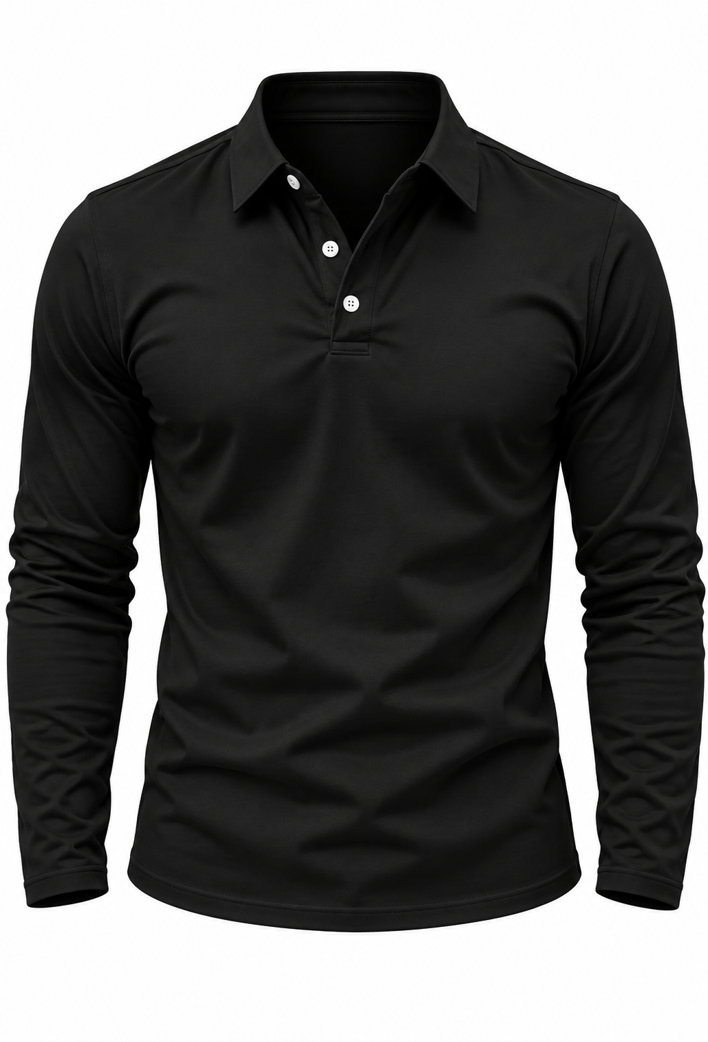 Herren-Poloshirt mit langen Ärmeln, Hemdkragen und Knöpfen – Breno