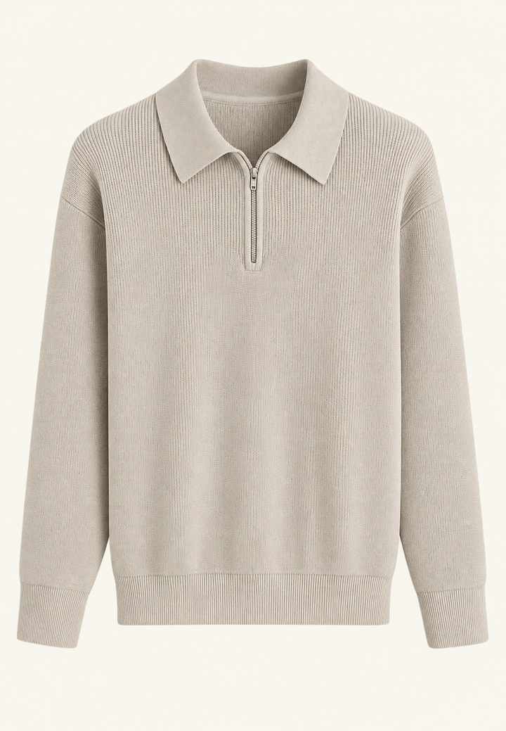 Strickpullover mit Polokragen und Reißverschluss – Severin