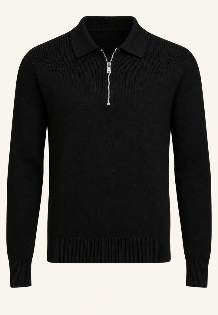 Strickpullover mit Polokragen und Reißverschluss – Severin