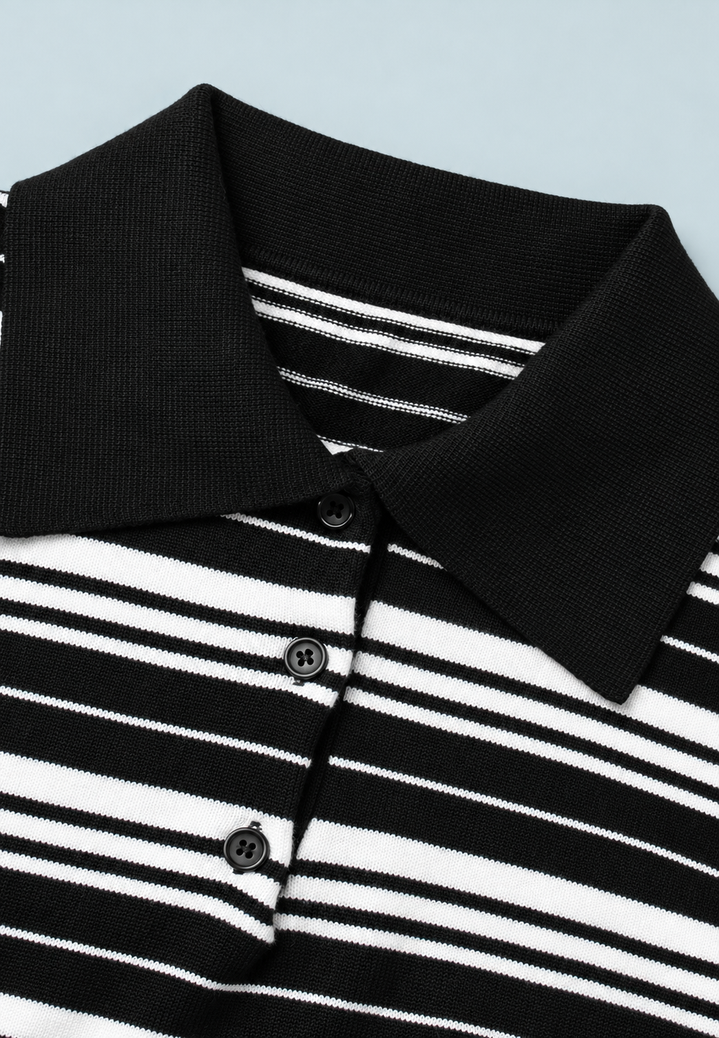 Langärmeliges Damen-Strickpoloshirt mit horizontalen Streifen und Hemdkragen - Adelma