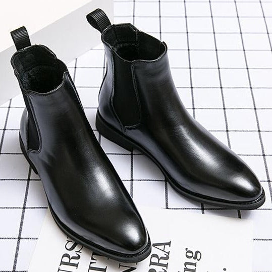 Herren Lederstiefelette mit seitlichem Gummizug - Heberto