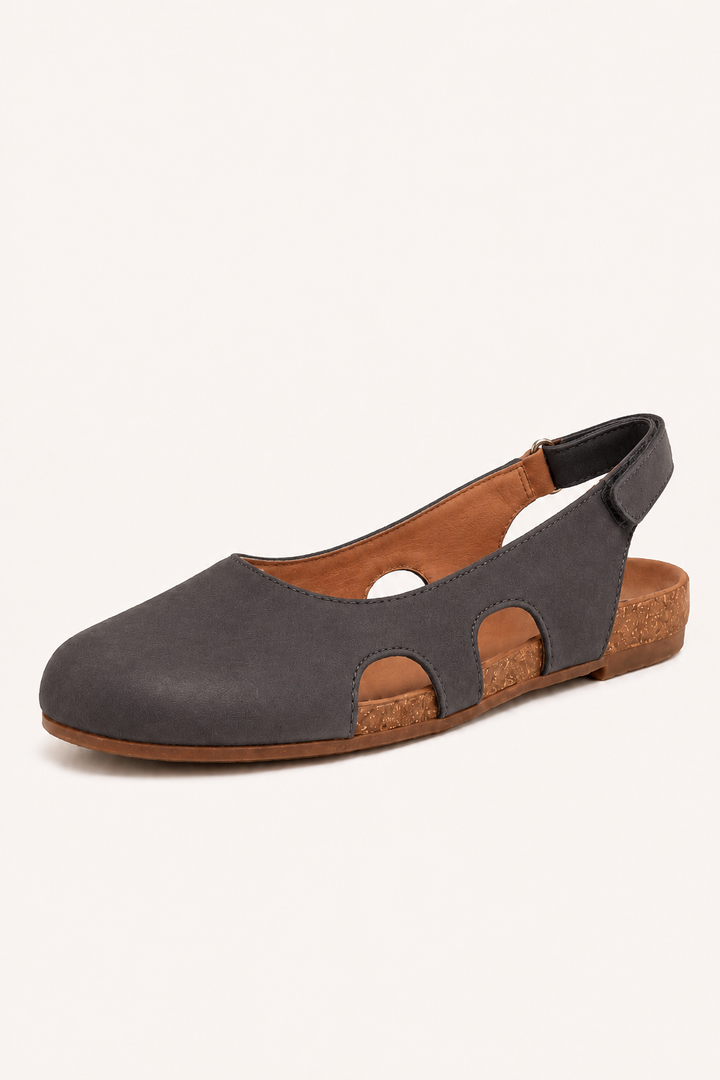 Flache, geschlossene Damensandalen mit bequemer Einlegesohle – Helga