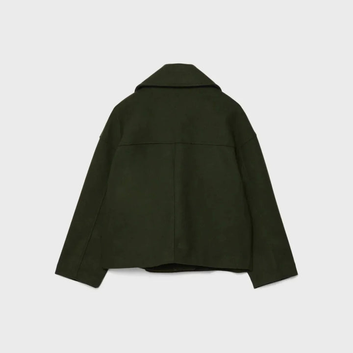 Kurze Damen-Wolljacke mit doppelreihigen Knöpfen - Heidi