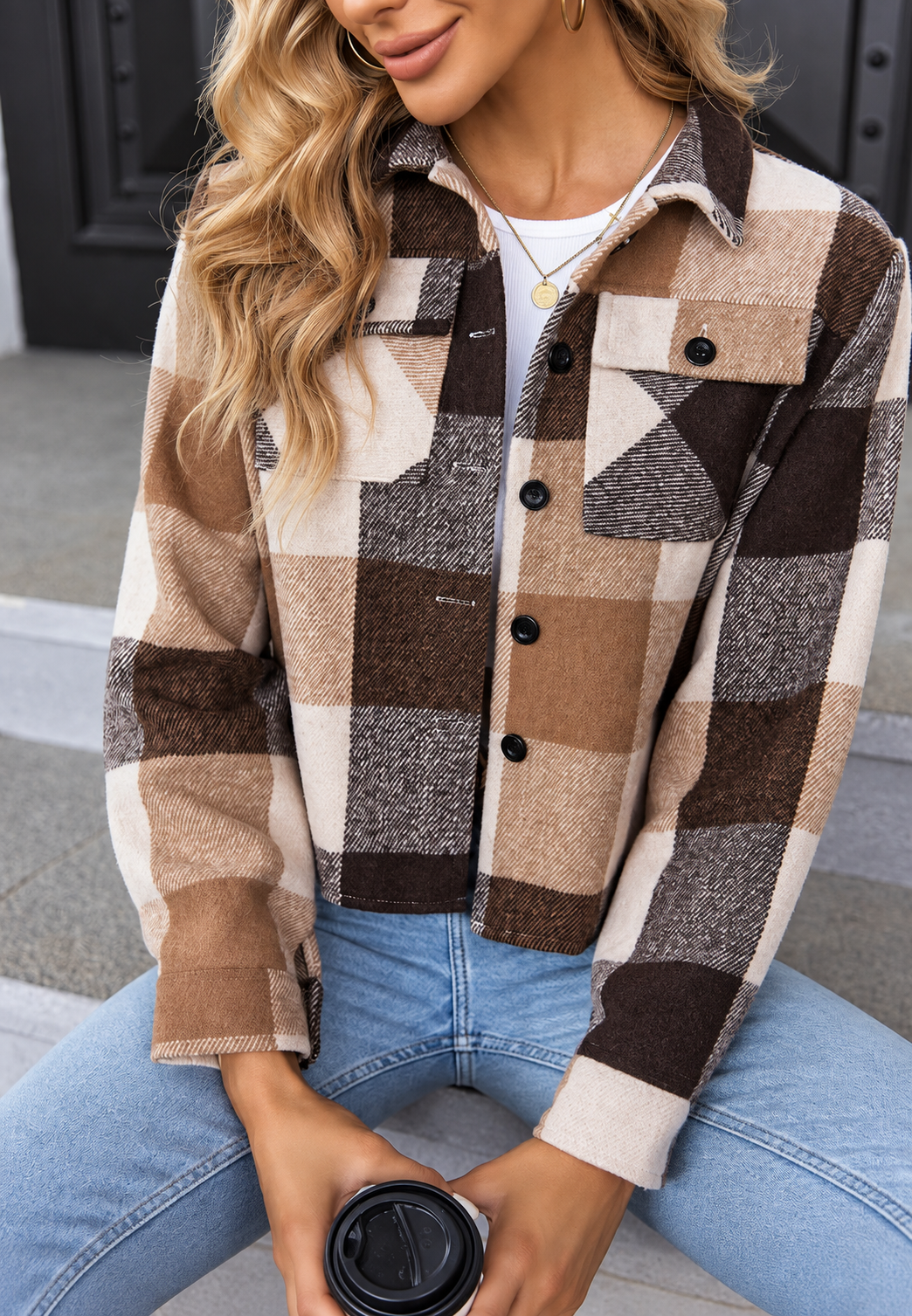 Karierte Jacke mit Taschen – Nadorine
