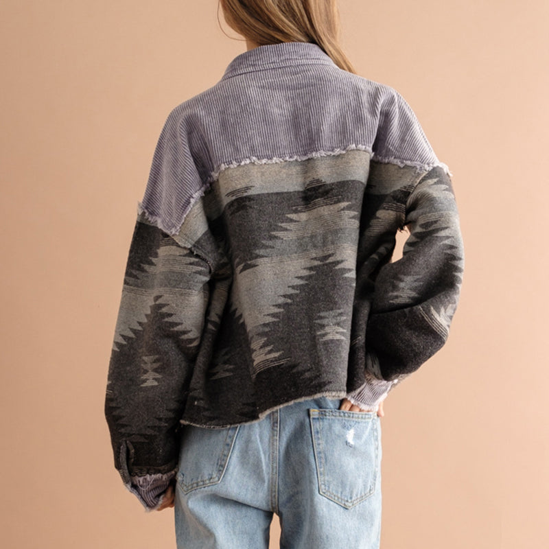 Damen-Überhemd aus Jacquard-Cord mit Taschen – Océane