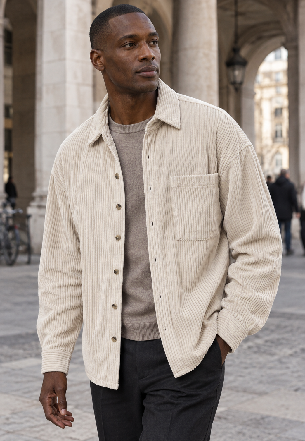 Herren-Cordhemd in weitem Schnitt mit Brusttasche – Mads