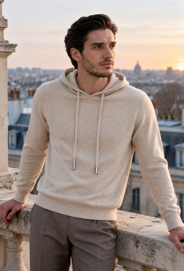 Herren-Sweatshirt aus Strick mit verstellbarer Kapuze – Sébastien