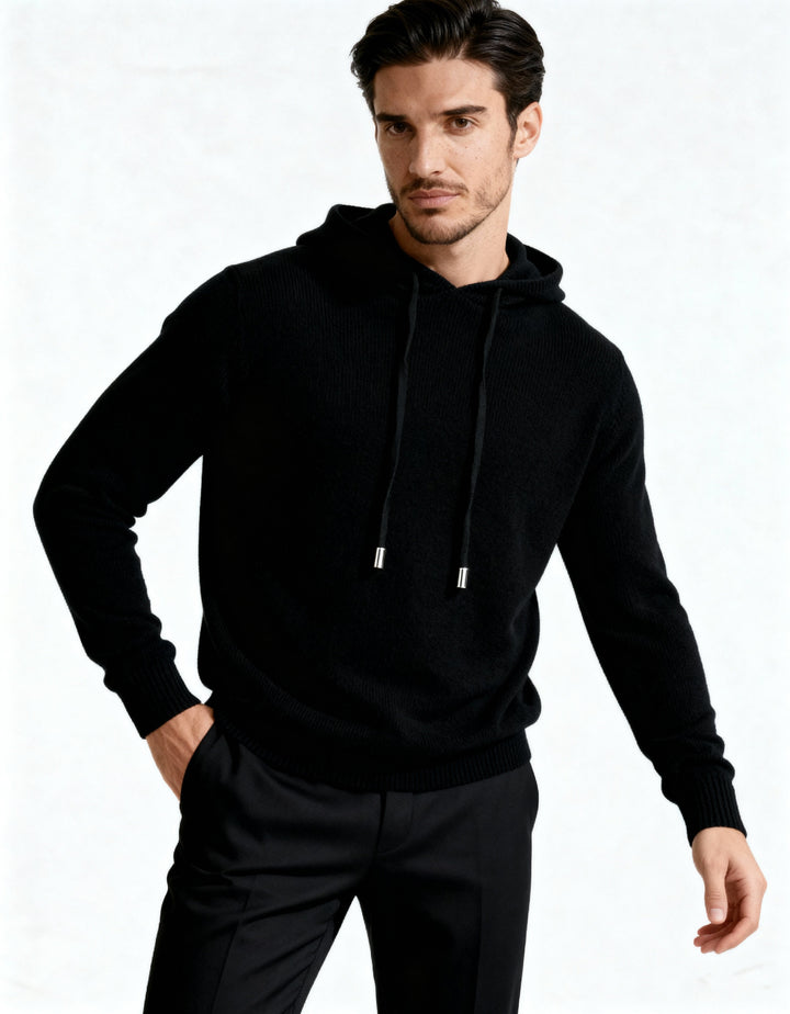 Herren-Sweatshirt aus Strick mit verstellbarer Kapuze – Sébastien