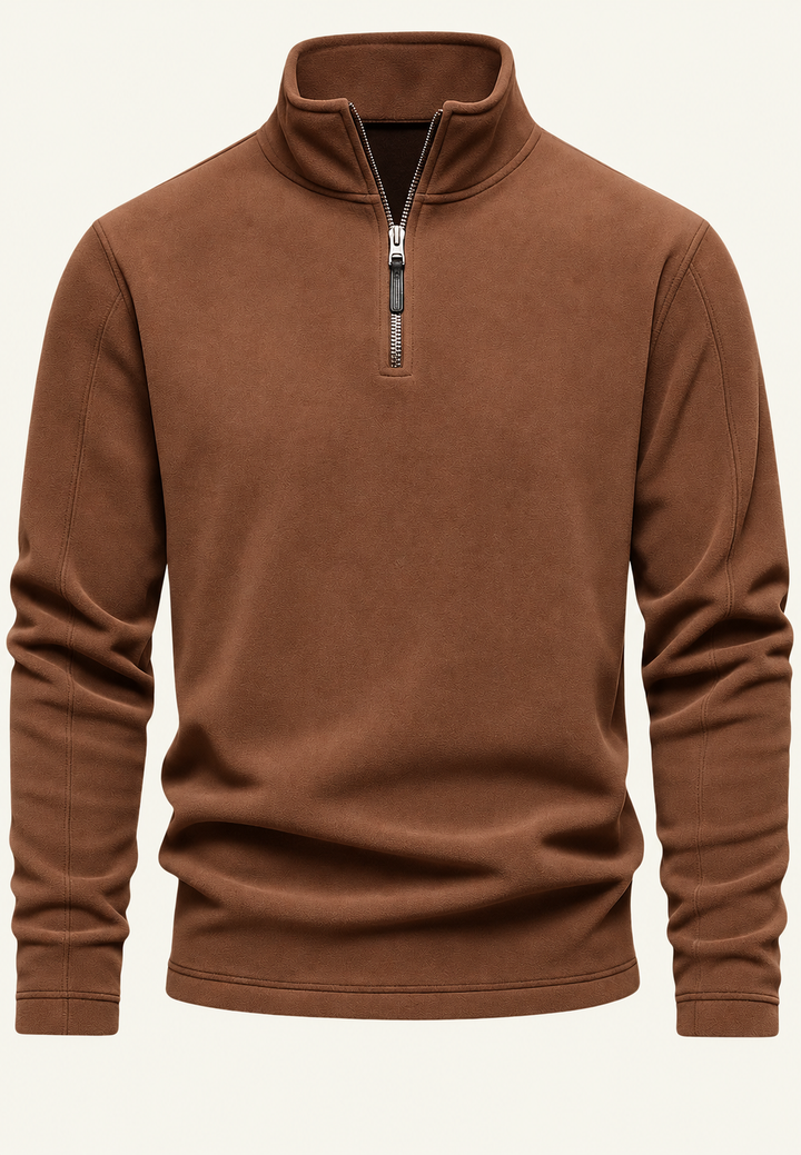 Herren-Sweatshirt mit Stehkragen und halbem Reißverschluss – Calder