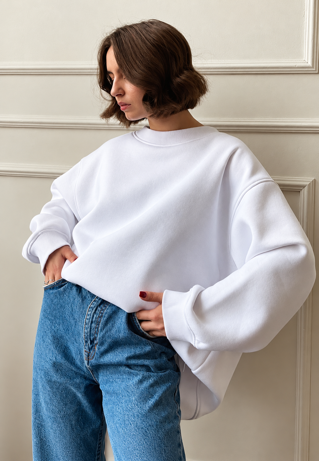 Damen Oversize-Sweatshirt mit Rundhalsausschnitt und abfallenden Schultern - Dagny