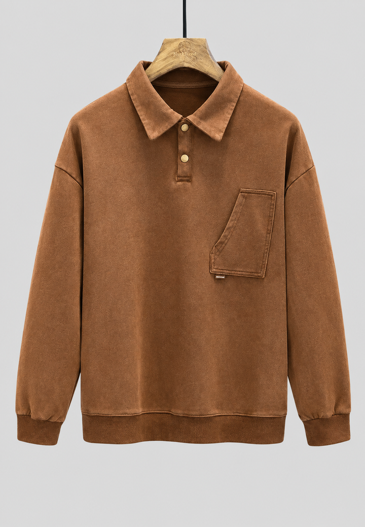 Langärmliges Polohemd mit Washed-Effekt – Dante