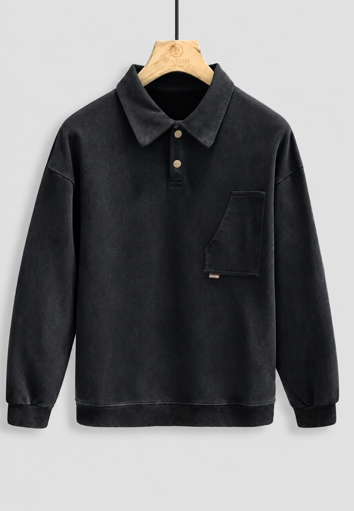 Langärmliges Polohemd mit Washed-Effekt – Dante