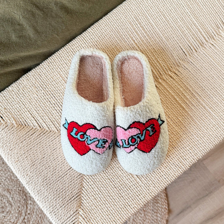 Damenplüschpantoffeln mit Stickereimotiv - Valentina