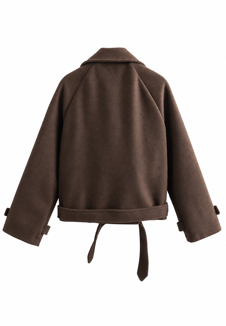 Kurzer Damen-Trenchcoat mit Gürtel und doppelter Knopfleiste – Élise