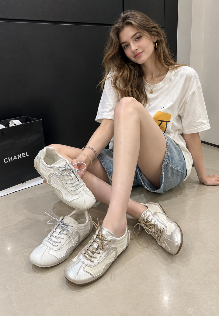 Metallic-Sneaker für Damen im Retro-Stil mit kombinierten Einsätzen – Siena