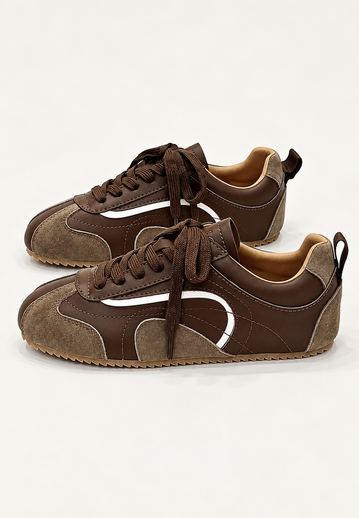 Retro-Damenschuhe in Wildlederoptik mit Kontrasteinsätzen – Tavia