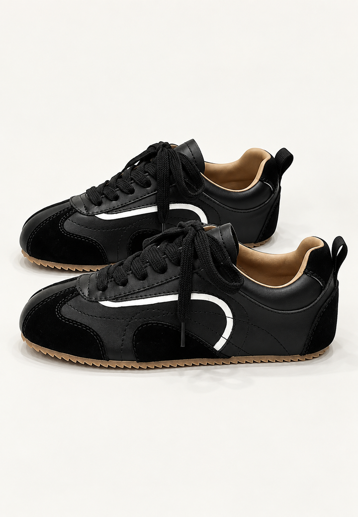 Retro-Damenschuhe in Wildlederoptik mit Kontrasteinsätzen – Tavia