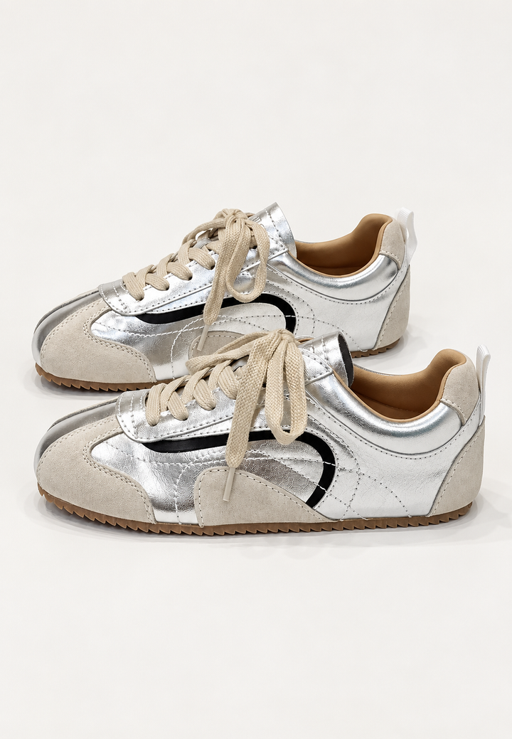 Retro-Damenschuhe in Wildlederoptik mit Kontrasteinsätzen – Tavia