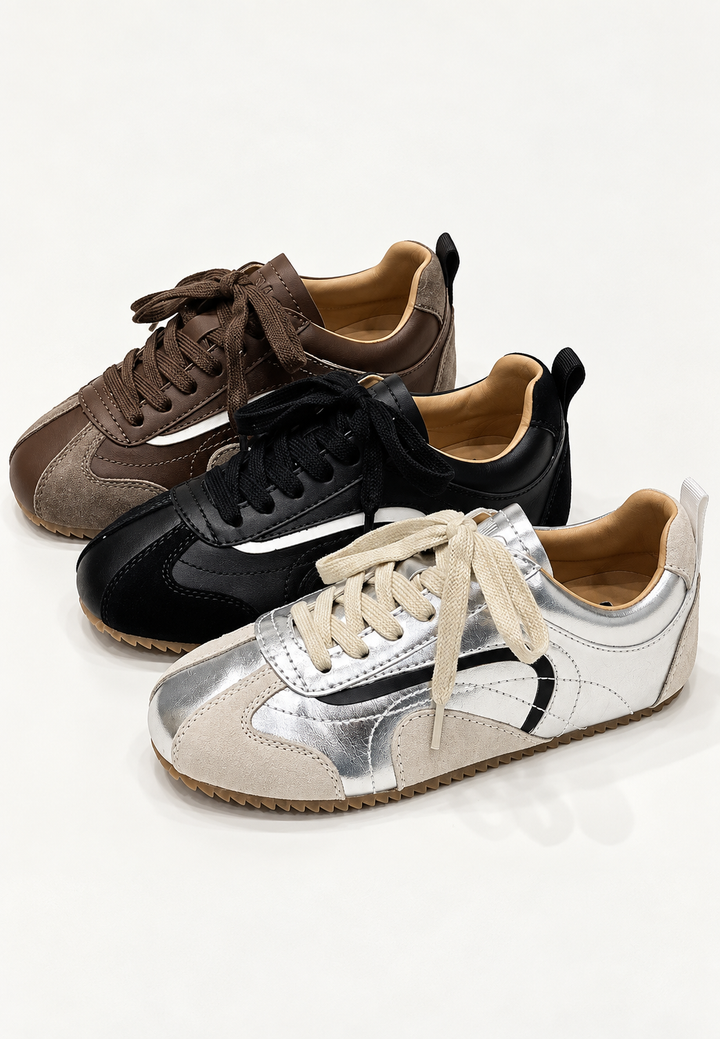 Retro-Damenschuhe in Wildlederoptik mit Kontrasteinsätzen – Tavia