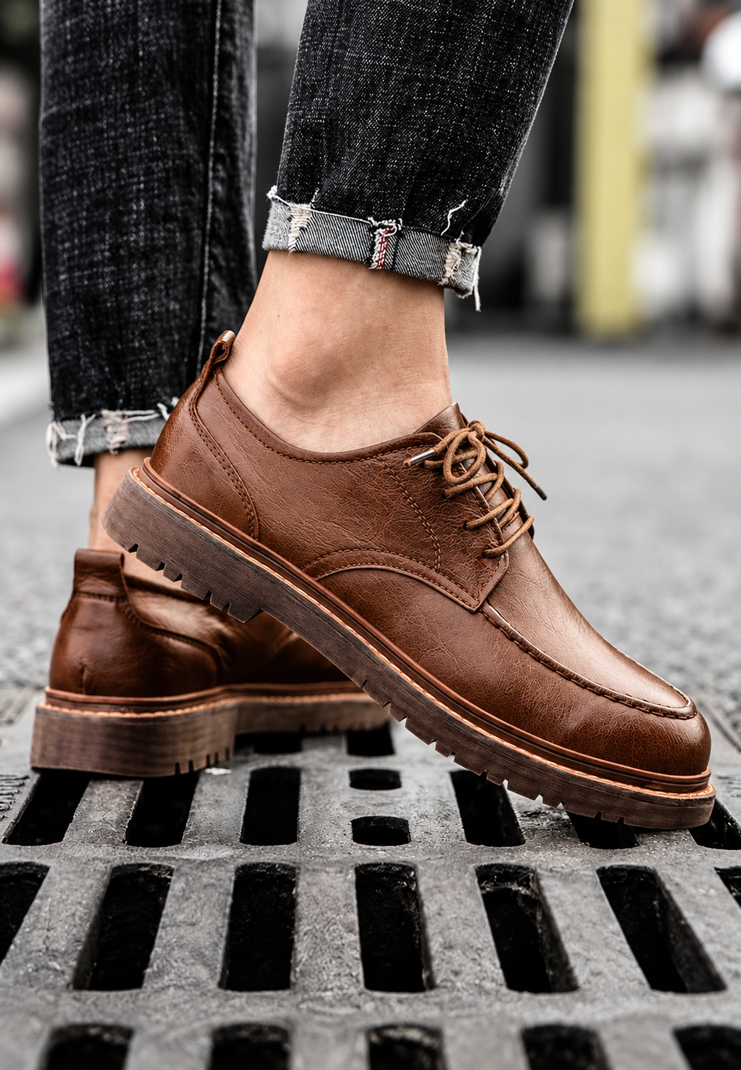 Herren Derby-Schuhe casual mit Schnürung und Profilsohle - Halden
