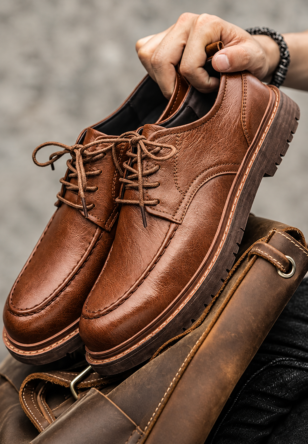 Herren Derby-Schuhe casual mit Schnürung und Profilsohle - Halden