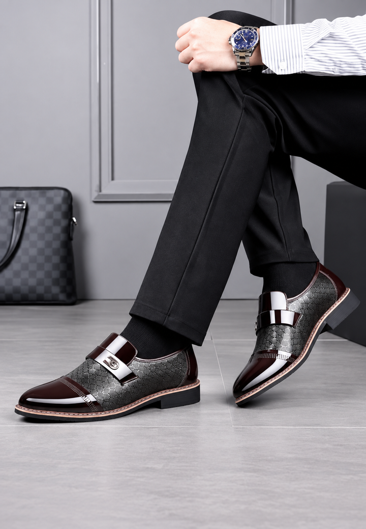 Herren-Monkstrap-Schuh mit seitlicher Schnalle und glänzender Oberfläche - Laurenz