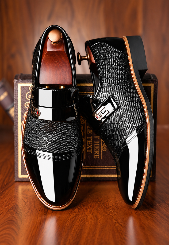 Herren-Monkstrap-Schuh mit seitlicher Schnalle und glänzender Oberfläche - Laurenz